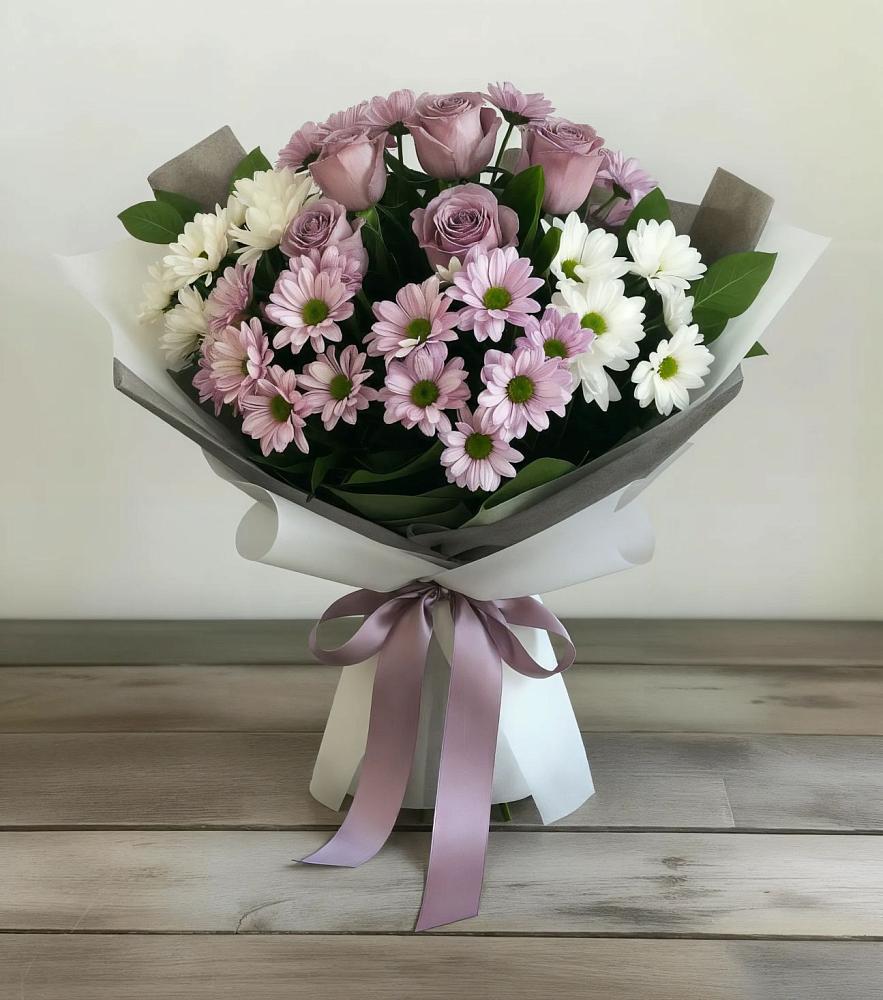 Букет цветов из: Хризантемы и Розы в Новоселицком
