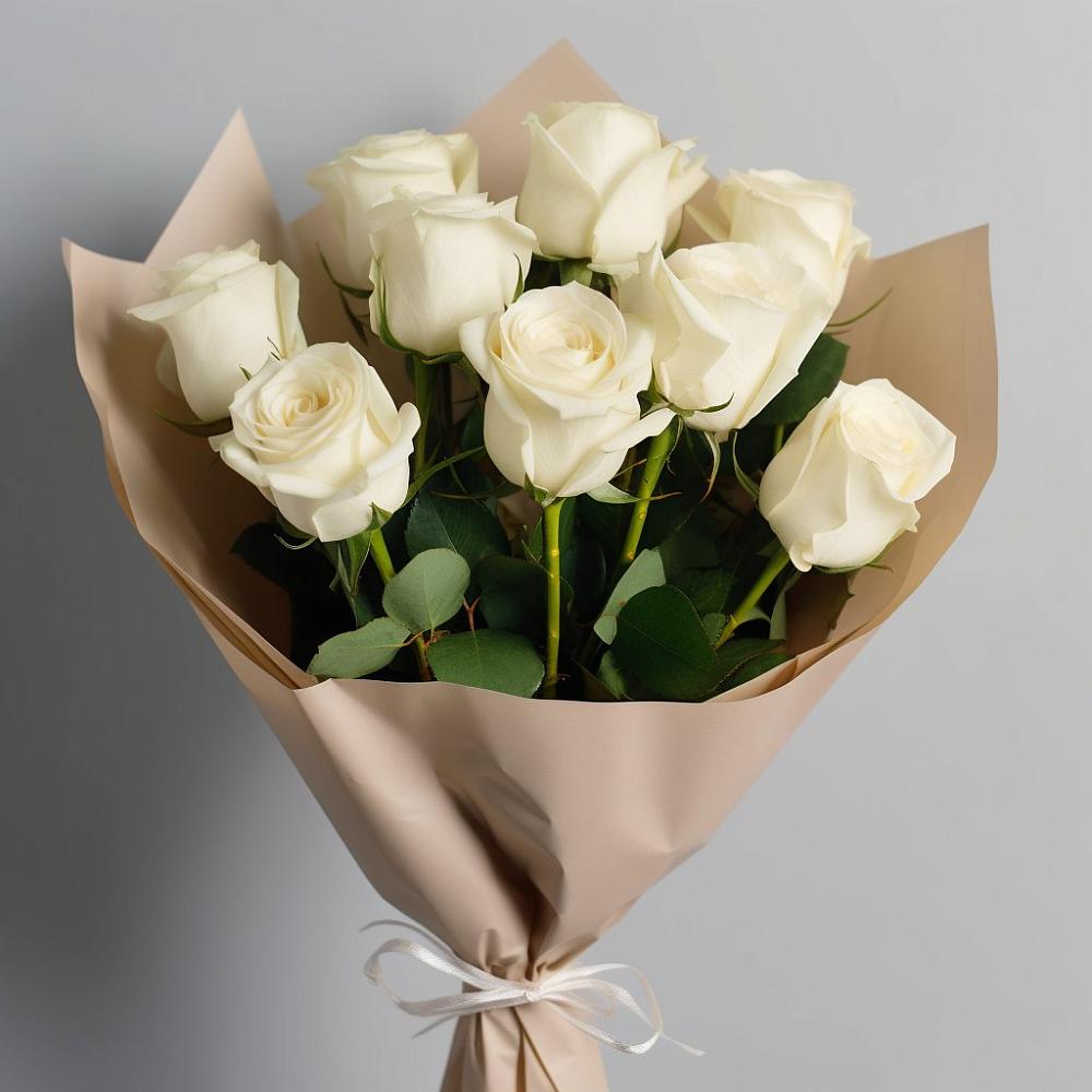 Букет 9 Белых роз Эдлесс Лав в Новоселицком