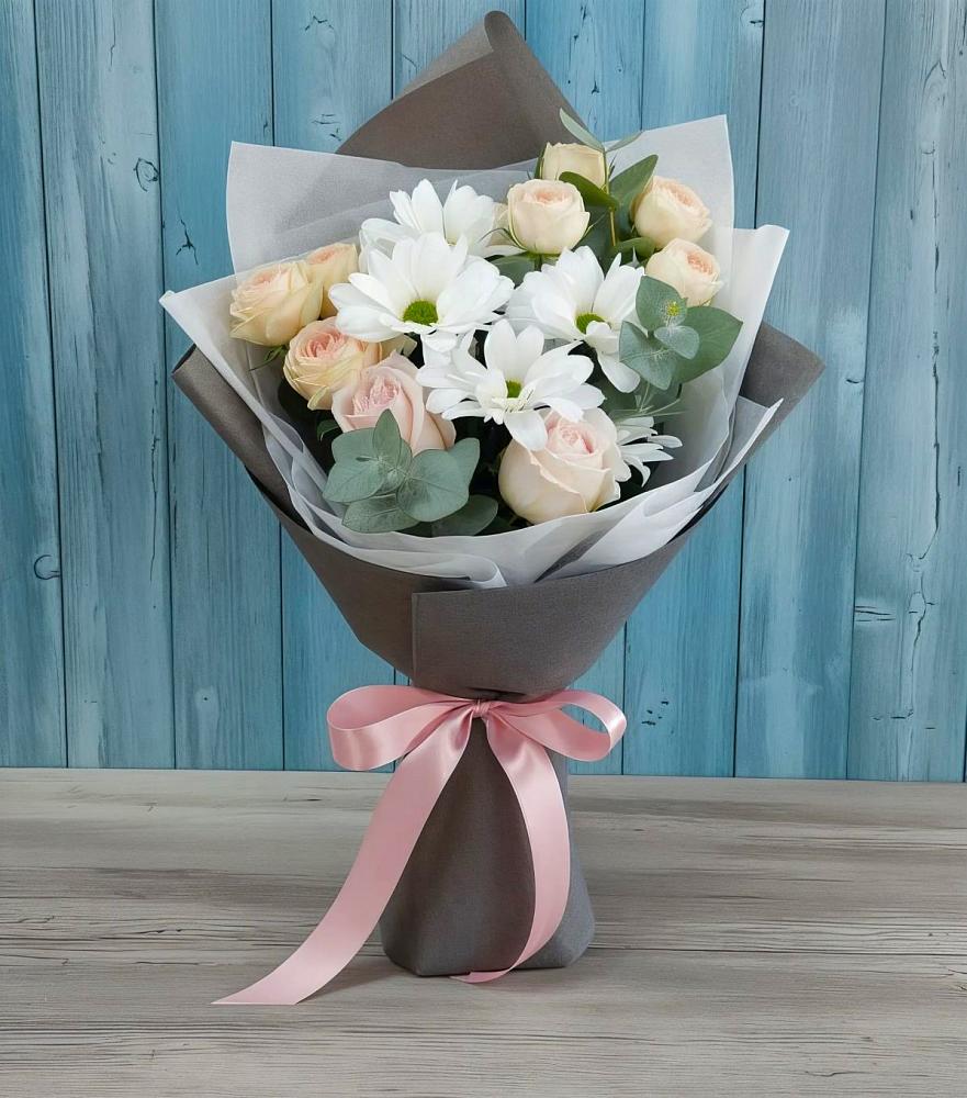 Букет цветов из: Хризантемы и Розы в Новоселицком