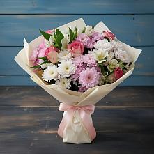 Букет цветов из:  Хризантемы, Альстромерии и Розы в Новоселицком