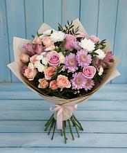 Букет цветов из:  Хризантемы, Розы и Альстромерии в Новоселицком