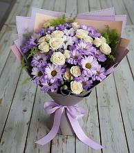 Букет цветов из:  Хризантемы и Розы в Новоселицком